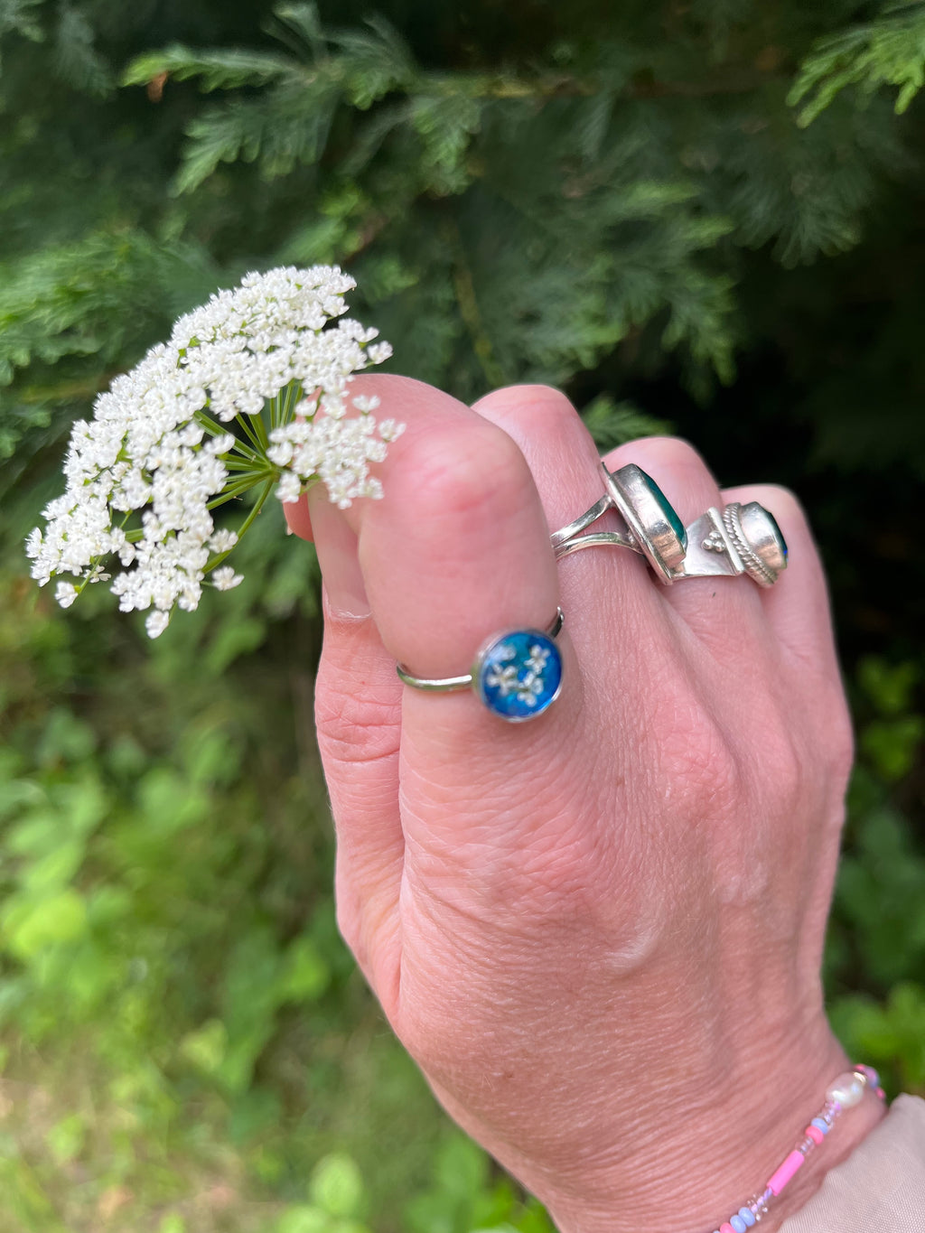 Teal Flora Ring