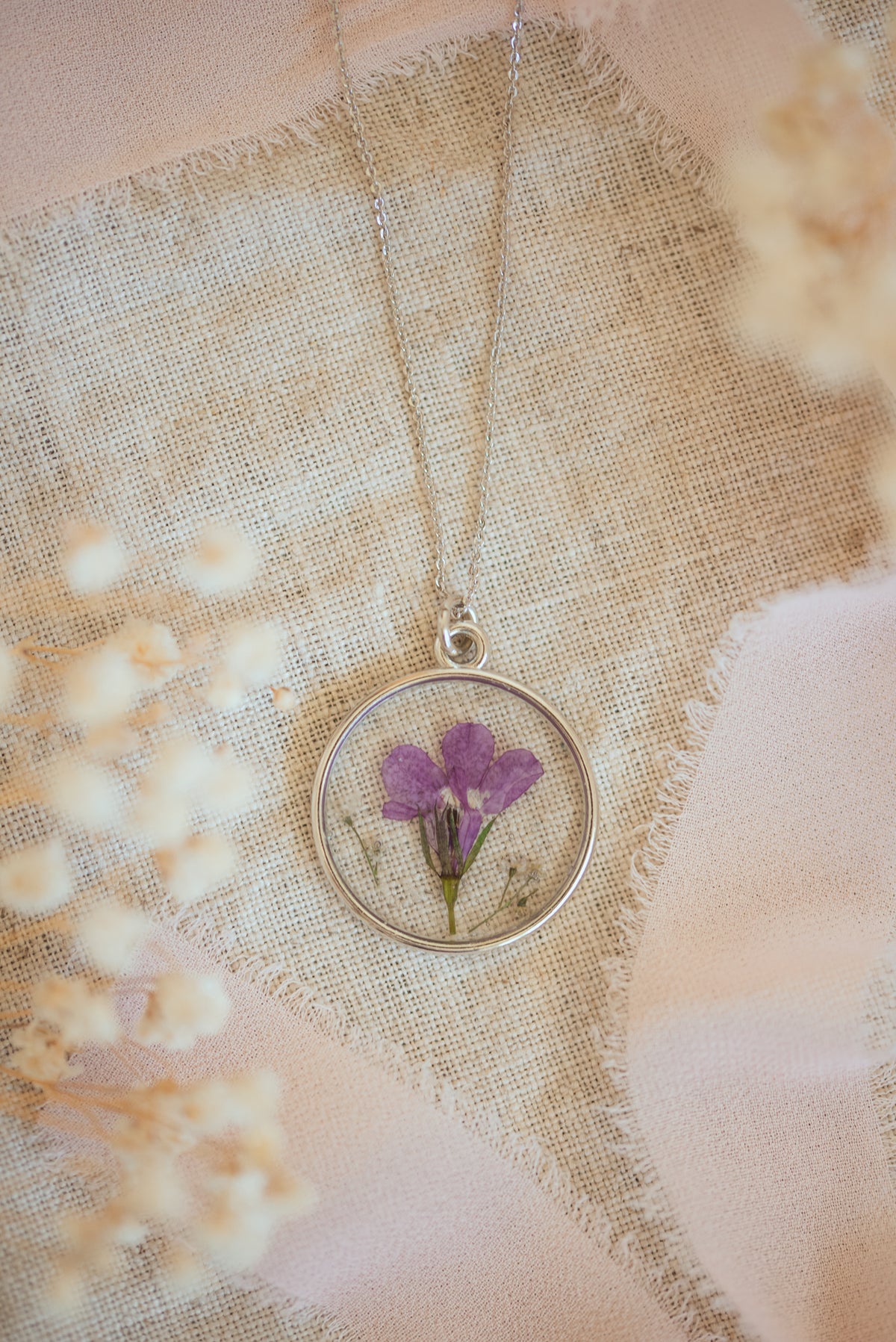 Bellflower Pressed Flower Necklace