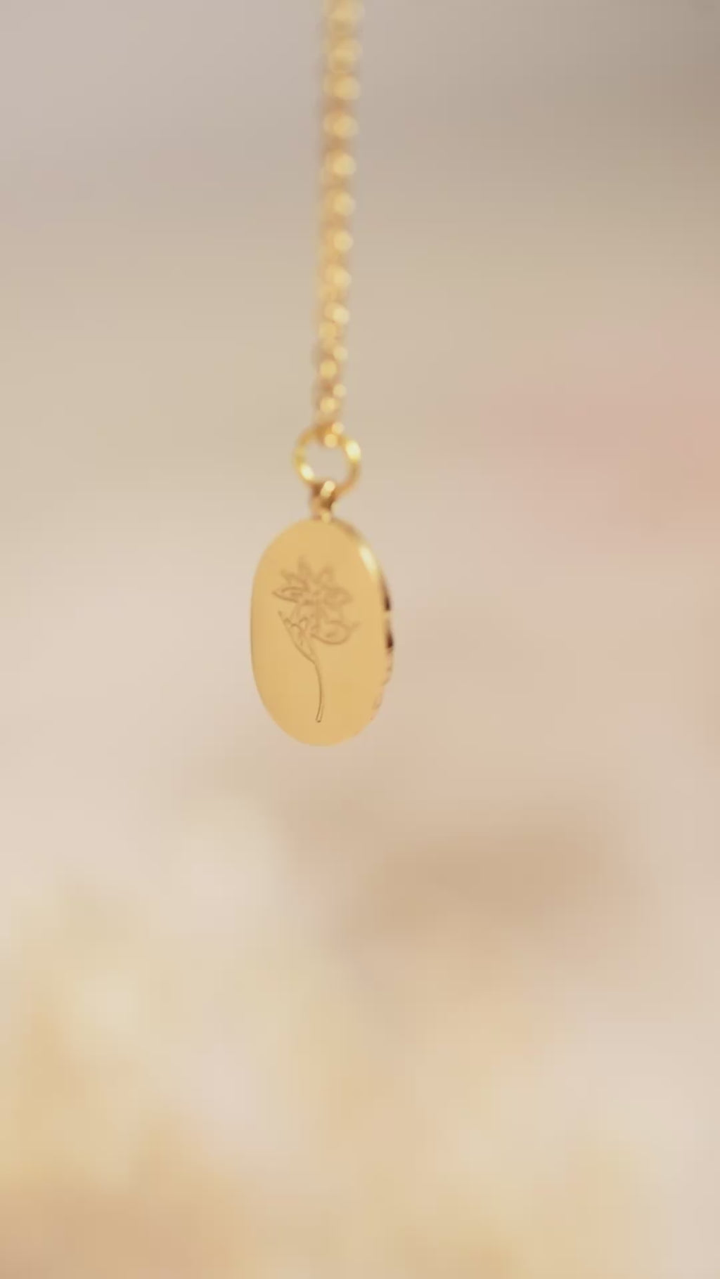 Birthflower Pebble Necklace
